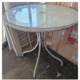 Wicker Patio Table with Glass Top