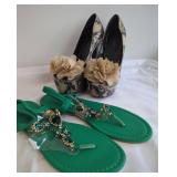 Zigi New York Python Heels and Green Sandals