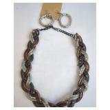 Woven Metal Necklace With Matching Earrings