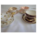 Four Fine Bone China Teacups and Saucers