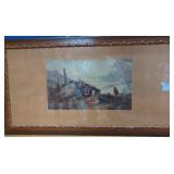 Framed Landscape Print With Rustic Scene