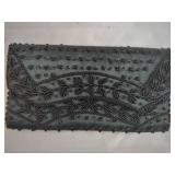 Black Beaded Fabric Clutch Purse