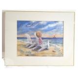 Framed Beach Scene by M. Craig