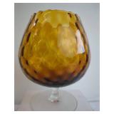 Amber-Colored Handblown Glass Goblet