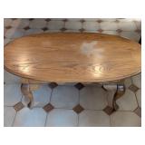 Oval Wooden Coffee Table with Carved Legs