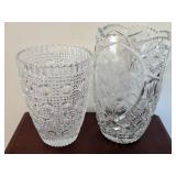 Cut Crystal Vases with Floral Designs