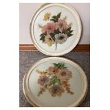 Round Floral Paintings in Frames