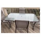Outdoor Glass Patio Dining Set With Four Chairs