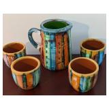 Colorful Ceramic Pitcher With Cups Set