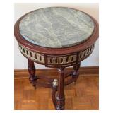 Marble-Top Wooden Side Table with Gilt Accents