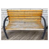 Wooden Outdoor Bench with Metal Frame