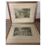 1790 Hand-Colored Engravings in Frames