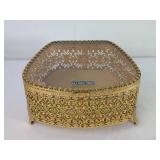 Ornate 24K Gold Finish Glass Keepsake Box