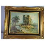 Framed Oil Painting of Gothic Cathedral