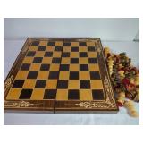 Wooden Chess and Backgammon Set With Case