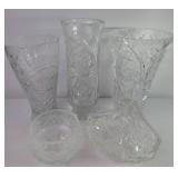Cut Glass Crystal Vases and Bowls Assortment