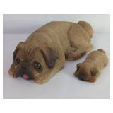 Sandicast Pug Dog and Puppy Sculpture Set