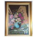 Framed Floral Needlepoint Artwork