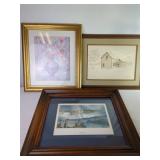 Framed Art Trio: Floral, Landscape, and Niagara