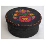 Round Black Felt Hungarian Box