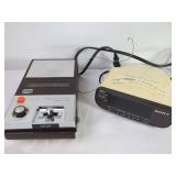 Sanyo Cassette Recorder & Sony Clock Radio