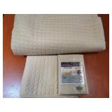 Queen Beige Quilted Bedding Set