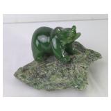 Carved Bear Figurine on Base