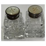 Cut Glass Salt and Pepper Shakers with Metal Tops