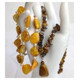 Tigers' Eye Necklace & Amber Orange