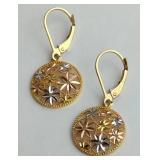 14K Tri-Color Gold Floral Earrings