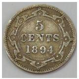 1894 Newfoundland 5 Cents Coin