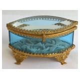Glass and Brass Trinket Box with Cushion