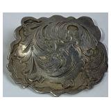 Engraved Silver Clip with Decorative Design