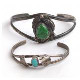 Sterling Silver Cuff Bracelets with Turquoise