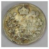 1911 George V 5-Cent Coin