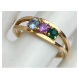 14K Gold Ring With Multicolor Stones