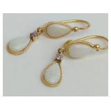 12K Gold Opal and Amethyst Earrings