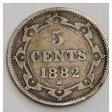 1882 Newfoundland 5 Cents Coin