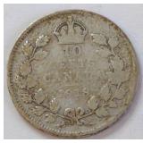 1918 Canada 10 Cents Silver Coin