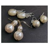 Three Pairs of Faux Pearl Earrings