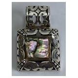 Sterling Silver and Abalone Square Pendant