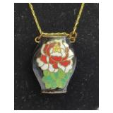 Gold-Tone Cloisonne Pendant Necklace