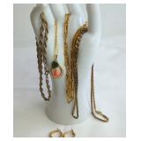 Gold-Tone Necklace and Hoop Earring Set