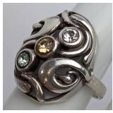 Sterling Silver Gemstone Ring, Size 6.5