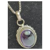 Sterling Silver Necklace with Amethyst Pendant