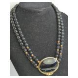 Lanvin Paris Black Beaded Necklace