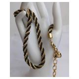 Gold-Toned & Black Rope Chain Necklace