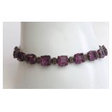 Sterling Silver Bracelet with Purple Stones