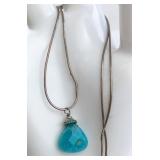 Silver 925 Chain W Blue Stone Pendant