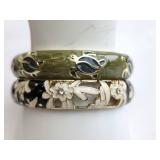 Hinged Enamel Bangles with Gold Tone